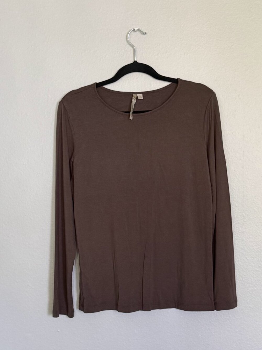 Comfy USA Modal Spandex Long Sleeve Top Shirt Womens Large L Taupe Brown M118